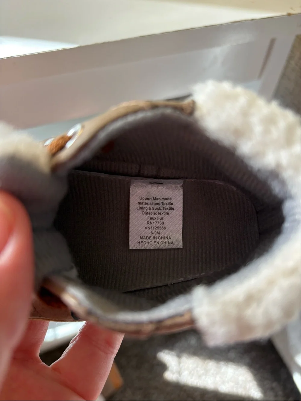 Target Brown and White Sherpa-Lined Baby Walker Shoes